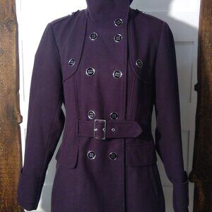 George Women's Deep Purple Pea Coat (Size L, 12-14)